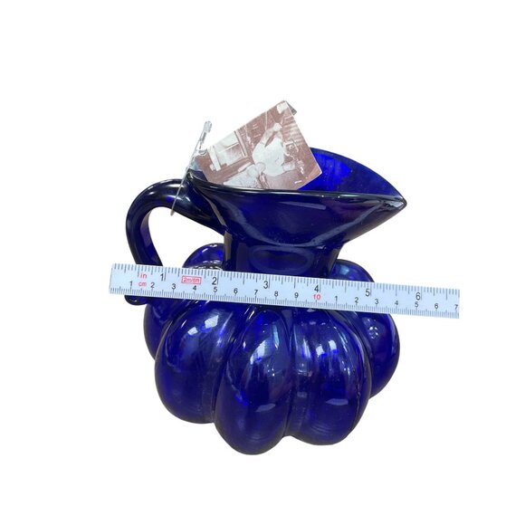 clevenger Bros Authentic Handblown Cobalt Blue Pumpking Pitcher SKU 9587 - Picture 9 of 10